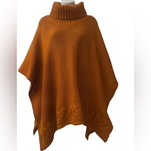 Helen Welsh Women’s Vintage Merino Wool Blend Poncho Cable Knit Detail One Size